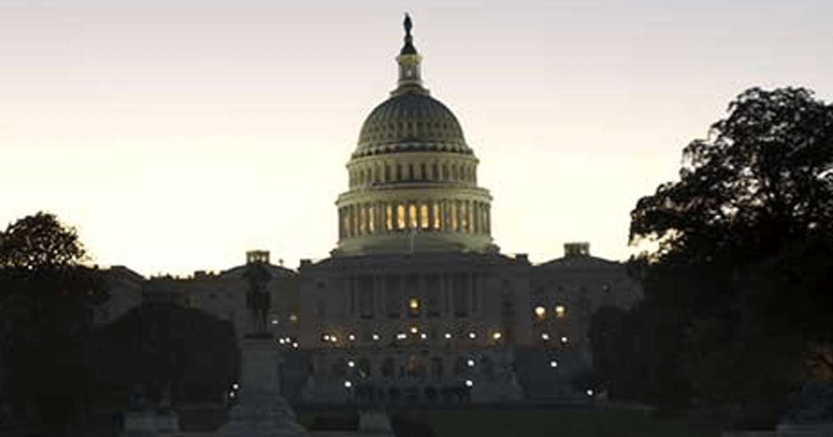 State capital government building during sunset.