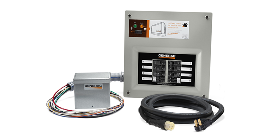 Portable generator transfer switch kit.